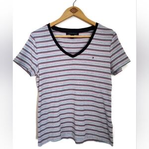 Tommy Hilfiger Striped V Neck Tee Great Condition!! Size Large